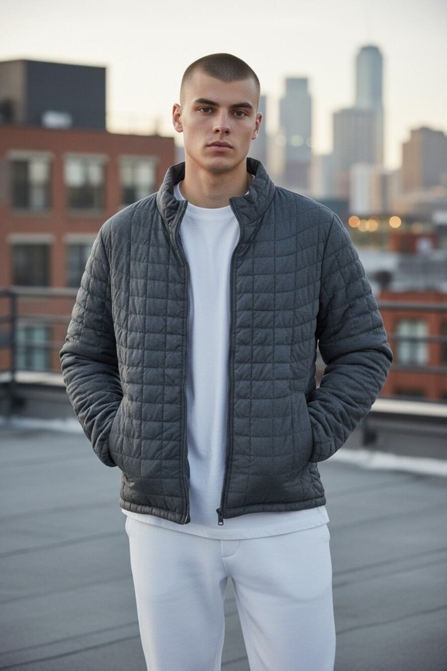 Ben Sherman Men's Quilted Lightweight Jacket Size: Large Color: Charcoal Gray